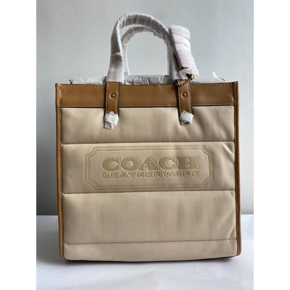 NWT COACH Quilted Ivory Multi Colorblock Large Field Tote (C6847)